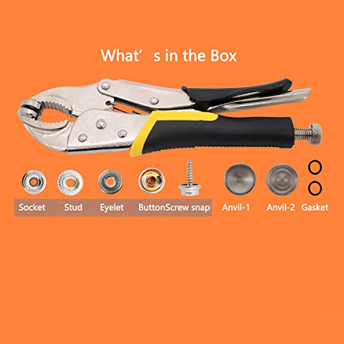 image for BISUOSHI Heavy-Duty Snap Fastener Pliers (Adjustable Setter, 2 Interch