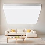 SUPERWSLING Plafonnier LED 48W 4800lm 6000K, Luminaire Plafond Moderne Ø30cm, IP44 Étanc...