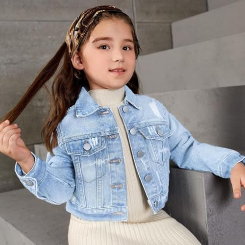 Kids Girls Denim Jackets Ripped Distressed Vintage Casual Jeans Coats Long Sleeve Fall Button Front Jeans Outwear2