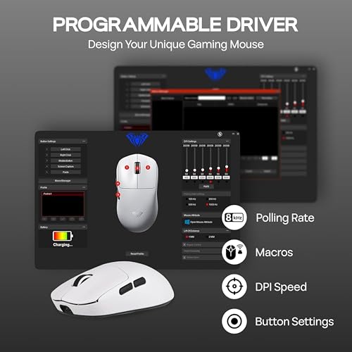 Image of AULA SC800 Tri-Mode(2.4GHz /BT /Wired) Ultra-Lightweight Gaming Mouse | 37grams, Adjustable 26000 DPI, PAW3395 Sensor, 8000 Polling Rate, Ultra-Precise & Durable for Gaming & Office Use | White (SC800W)