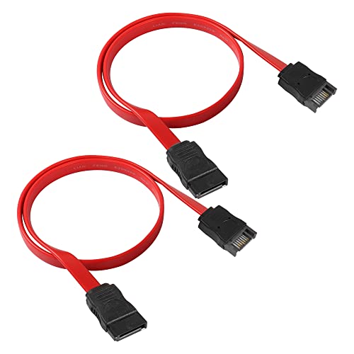 MEIRIYFA 2Pcs 50cm SATA 7Pin Male to Female Extension Cable for Hard Disk Drive and Optical Drive, Red