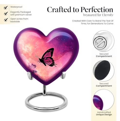Image of Butterfly Urn Keepsake Cremation Urn for Women 1 Large & 4 Small | Large Funeral Urns for Ashes for Women, Burial Urns, Memorial Ashes