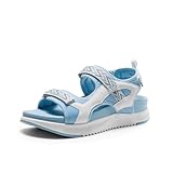 DREAM PAIRS Women's Walking Sandals Arch Support Orthopedic Recovery Hiking Sandals Thick Athletic Cushion Adjustable Strap for Plantar Fasciitis,Size 8,White/Blue,DWUMST2509