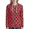 Beauty Collector Ladybird Flower Black Dots Zip Up Hoodie for Women Long Sleeve Sweatshirts Novelty Hooded Jacket #4