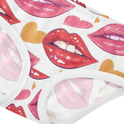Wusikd Lips Hearts Girls' Underwear Cotton Colorful Girls Briefs Soft Toddler Underwear 2T4