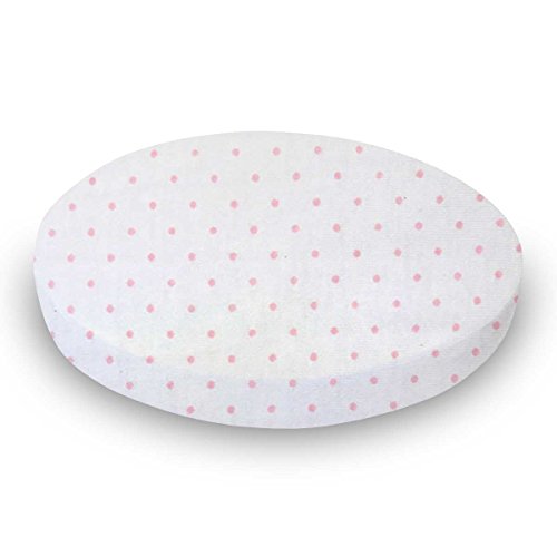 SheetWorld Fitted 100% Cotton Jersey Oval Sheet, Fits Stokke Mini 23 x 29, Pink Pindot, Made in USA
