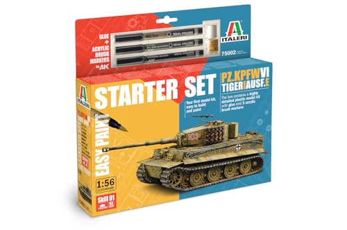 Tiger I Ausf.E maquette char facile à peindre avec marqueurs acryliques et colle Italeri 75002