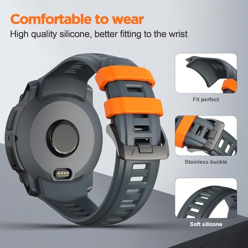 Image of XMUXI Compatible with Garmin Instinct 3 45mm Watch Strap Silicone Sport Replacement Band for Instinct 3 Solar 45mm /Instinct 3 Amoled 45mm with Stainless Steel Buckle(NO WATCH)