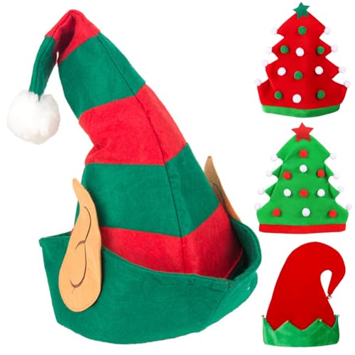 ZesGlyxyr Weihnachtsmütze Elf Mütze, mit Clown Ohr Hüte,...