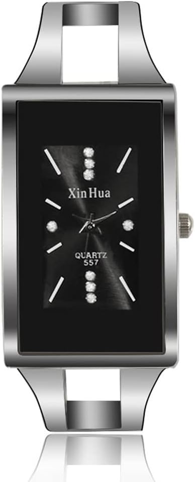 Women Simple Crystal Cuff Bangle Bracelet Analog Quartz Wrist Watches