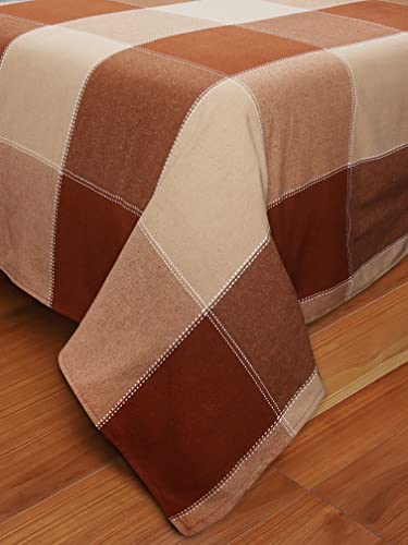 Image of AIRWILL, 200GSM Handloom Cotton Double Bedsheet with 2 Pillow Covers (4-Way Brown)