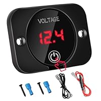 Linkstyle DC 12V 24V LED Digital Voltmeter, Wasserdichtes Voltmeter Auto mit Überlastschutz Abschaltung, Batterieanzeige for Auto Motorrad Boat