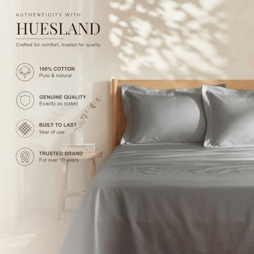 Image of Huesland Premium 100% Cotton Luxe Soft Touch 300 Thead Count Pillow Cover Set of 2 - Steel Grey
