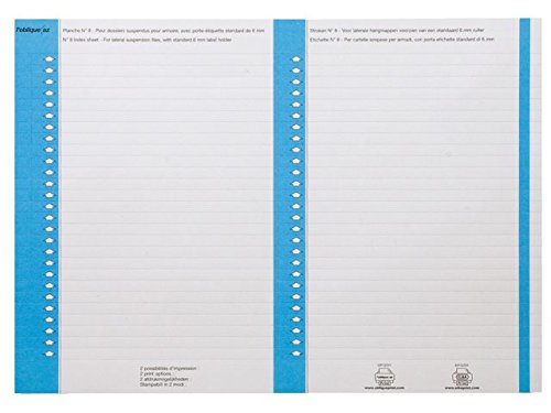 L'Oblique AZ Sachet de 10 planches d'étiquettes pour dossiers armoire Bleu