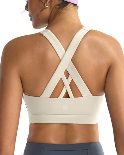 Image of RUNNING GIRL Sports Bras for Women,Padded Strappy Sports Bras Criss-Cross Back Medium Support Sports Bras with Removable Cups