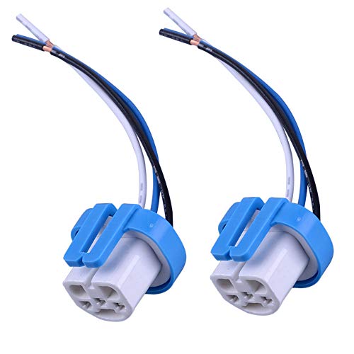HerMia 9007 9004 HB1 HB5 High Temperature Ceramic Male Wire Harness Extension Socket Adapter Connector Wiring Cable for Headlights Fog Lights (Pack of 2)