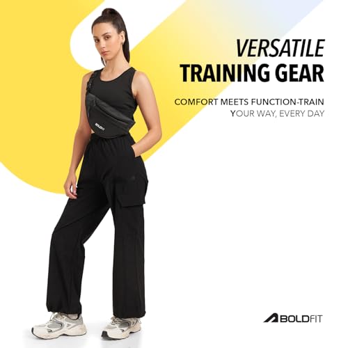 Image of Boldfit Cargo Pants for Woman High Waist Joggers with Adjustable Hem Toggle