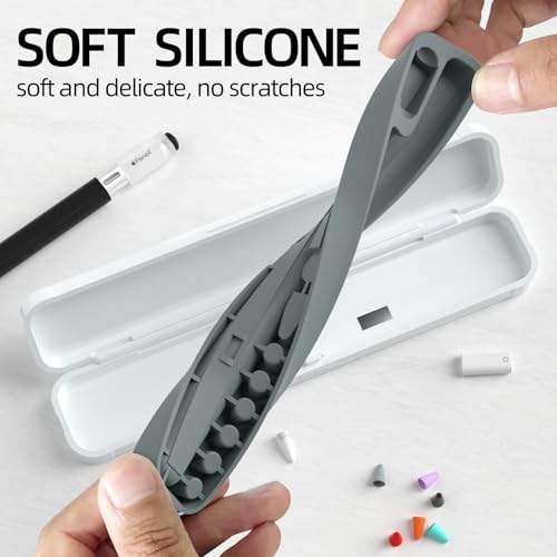 Image of AZF Hard PC&Silicone Magnetic case for Apple Pencil case(2nd Generation /1st Gen / (USB-C) and Samsung Galaxy S-Pen Series Pencil Protection Carrying Case. (Gray)