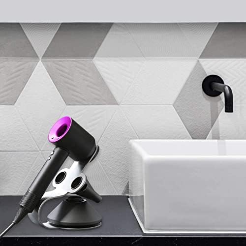 YUET Hair Dryer Holder Mount for Dyson Hairdryer,Aluminum Alloy MAGNETIC Desktop Stand Base Hanger fits Supersonic, Bracket Storage Rack Bathroom Organizer Anti-Scratch Piano Painting Surface(Silver)