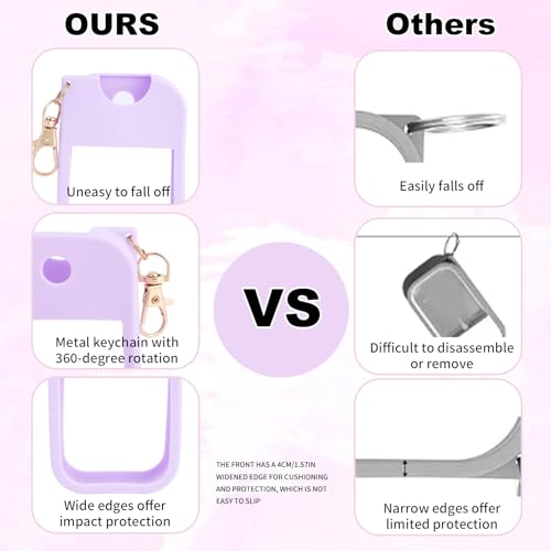 Goktvai 2stk Silikonhüllen Kompatibel mit Handdesinfektionsspray 30ml, Tragbare Handdesinfektionsspray-Hülle Schlüsselanhänger-Zubehör für Frauen auf Reisen (Lila, Weiß)