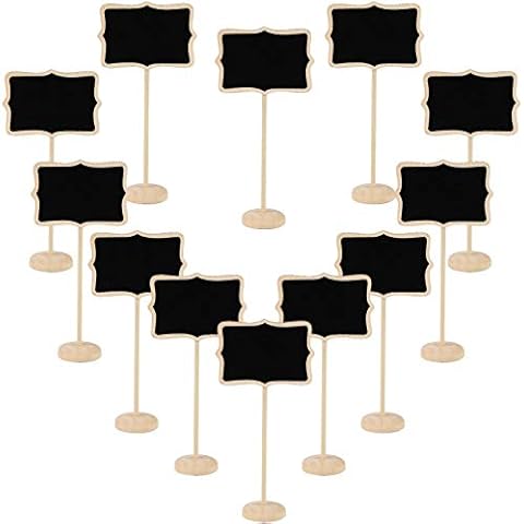 HAKACC 12pcs Mini Chalkboard Signs with Stand, Small Blackboards Reserved Signs Polygon Message Boards for Place Cards Food Labels Table Numbers Price Tags Buffet Cafe Party Wedding Cover
