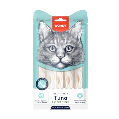 Petisco Para Gatos Wanpy Creamy Ração Premium Churu Sabores Bacon Born (Pacote - 70g, Atum e Bacalha