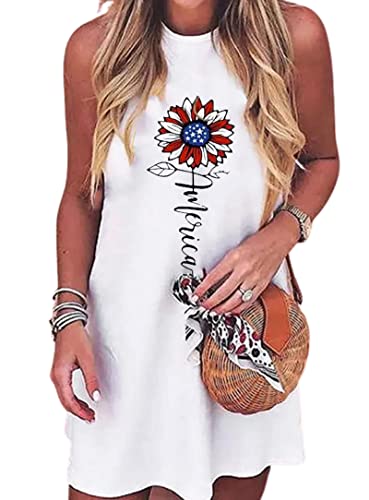 Image of Sun Salt Sand Coconut Tree Mini Dress Women Summer Sleeveless Vacation Tank Dress Beach Praty Shirts Dress