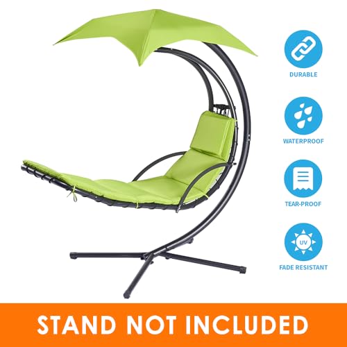 Replacement Cushion and Umbrella for Outdoor Hanging Lounge Chair for Chaise Hanging Hammock Chair (Blue)