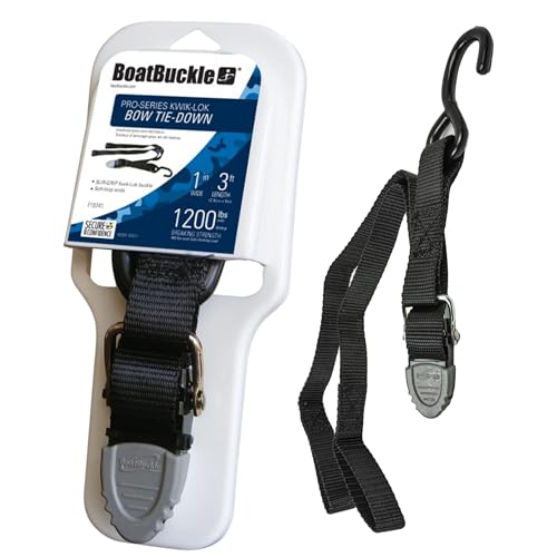 BoatBuckle Pro Series Kwik-Lok Bow Tie-Down Straps with Loop End - 1"x36" 1200lbs Break Strength, Boat Tie Down Straps to Trailer, Bow Safety Strap for Boat Trailers, Adjustable SUR-Grip Buc...