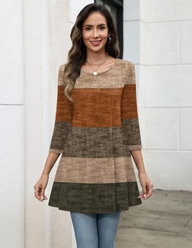 Image of Zeagoo Women Tops 3 /4 Sleeve Dressy Casual Plus Size Tunics Loose Blouses