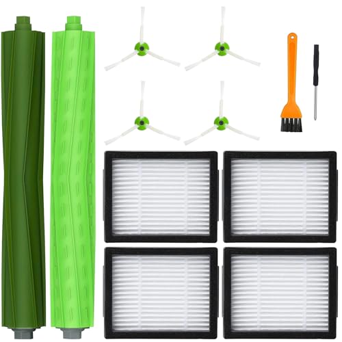 Ersatzteile Set für iRobot Roomba i7, Ersatz Zubehör für iRobot Roomba j7 j7+ i3 i3+ i4 i4+ i6 i6+ i8 i8+ E5 E6 E7 Staubsauger, mit 1 Satz Gummibürsten, 4 Hochleistungsfilter, 4 Seitenbürsten