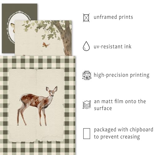 16 PCS Woodland Nursery Wall Art Decor, Vintage Baby Girl & Boy Nursery Decor, Kids Toddler Room Bedroom Playroom Decor, Sage Green Animals Eclectic Gallery Wall Prints, Bear Duck Goose Rabbit - Image 4