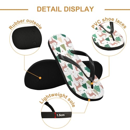 Burbuja Winter Tree Deer Flip Flops for Women Men, Soft Thong Sandals Rubber Slippers for Pool Beach Essentials3