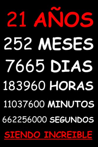 21 AÑOS SIENDO INCREIBLE: REGALO JUVENIL CHICO CHICA HOMBRE O MUJER 21 AÑOS DE CUMPLEAÑOS ORIGINAL Y DIVERTIDO , CUADERNO DE APUNTES O AGENDA, DIARIO, LEBRETA DE NOTAS..