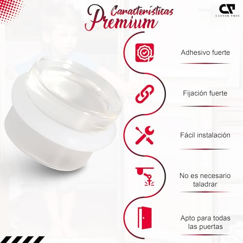 Miniatura 3 de Topes Para Puertas Suelo - Tope Puerta - Door Stopper Pack 4 Topes Transparentes Adhesivos Antigolpes - Door Stop Para Hogar, Oficina O Entrada - Diseño Elegante Que Protegen Paredes Y Evitan Golpes