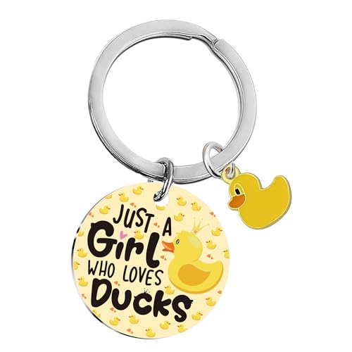YTEWFGL Funny Duck Keyring Birthday Gifts - 1 Pc Just A Girl Who Loves Ducks Keychain Cute Animal Lovers Novelty Gift For Women Couples Girls Birthday Mother's Day