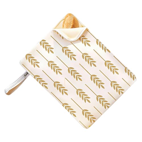 Image of Beeswax Bread Bag - 43x33cm | Organic Cotton Linen Storage Sack Wide Zip Opening | Reusable Bread Keeper Storage Bag | Eco Friendly Food Bags for Sourdough Freezer Kitchen Baking Use