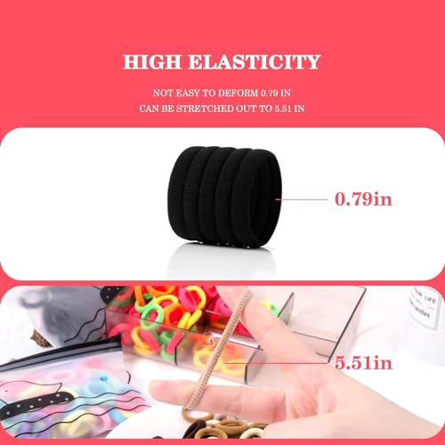 Image of Diversa 400Pcs Baby Hair Ties, High Stretch Seamless Hair Bands, Painless and Damage Free, Small Soft Elastic Cotton Toddler Hair Ties for Girls and Kids (Multicolor)