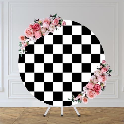 Toile de fond ronde 2m à carreaux pour sublimer vos photos de mariage et d'anniversaire