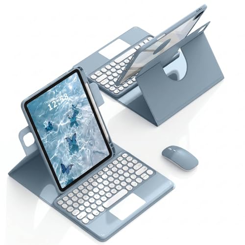 Funda con teclado para iPad de 10ª generación carcasa giratoria de 360 grados y soporte para lápiz