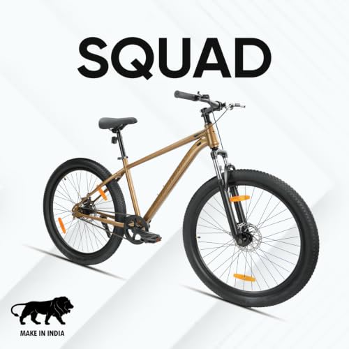 Image of ROADGIANT Squad 24T| MTB | Steel Bicycle | Dual Disc Brakes | Single Speed | Front Suspension | Unisex| for All-Terrain Bike for Ages 13+ Years (Brown)