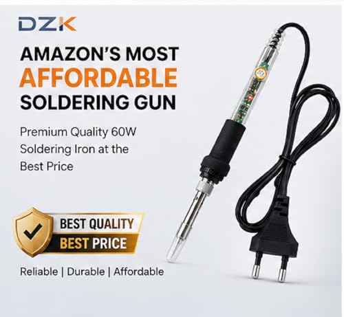Image of DZK 60W 220V Professional Soldering Iron Kit with 100% Genuine Copper Tip & High-Qualit Solder Wire Fast Heating Electric Iron for Mobile Repair, DIY & Electronics Work (2026 Edition)