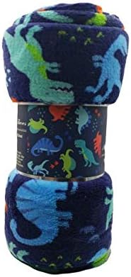Summertime Whimsy Plush Fleece Kid Throw Blanket (50" x 60") - Dino Time - Soft Dinosaur Throw Blanket - for Boys and Girls and Kids of Any Age