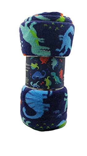 Summertime Whimsy Plush Fleece Kid Throw Blanket (50" X 60") - Dino Time - Soft Dinosaur Throw Blanket - For Boys And Girls And Kids Of Any Age #TOP3