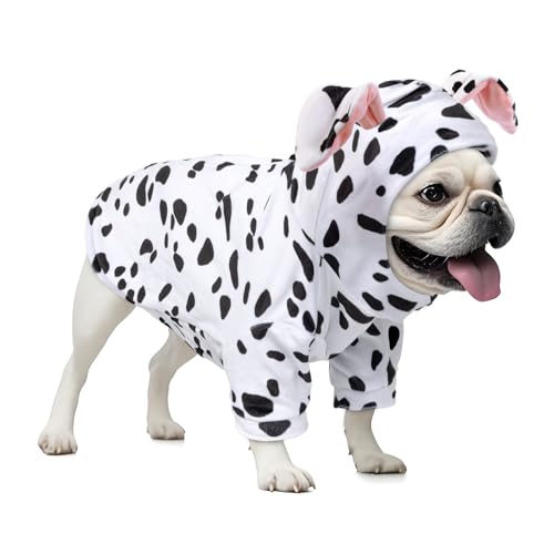 DELIFUR Dog Halloween Dalmatian Costume - Adorable Dog Hoodies for Small Medium Pet Cute Animal Clothes Cosplay Sweatshirt Spotted (Dalmatian Medium)