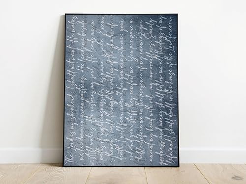 Psalm 23 Wall Art, Elegant Scripture Print, Christian Home Decor, Inspirational Bible Verse Art, Religious Gift for Faith and Comfort (16"x20" Luster Paper)