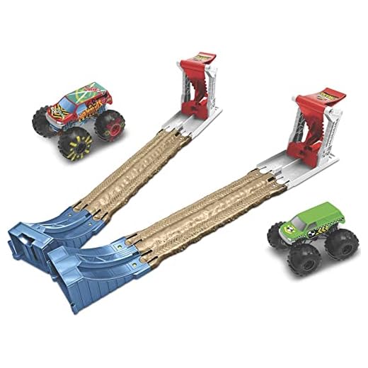 Hot Wheels GYC80 – Monster Truck dubbel ramp lekset, leksak bilbana för barn från 4 till 8 år