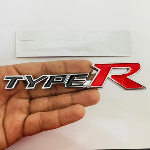 Image of Emblems for Car & Bike Metal Lo.go and Grill Me.tal Lo.go, Auto Accessories for Car Emblem 3D Badge Auto Racing Sport Sticker Grand Tourer Decal. (Black RED Type R Metal Logo)