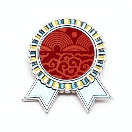 Broche nuages et vagues style chinois japonais en métal taille M