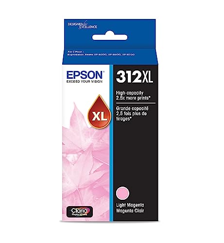 Image of Epson 312 Claria Photo HD Ink High Capacity Light Magenta & Magenta Cartridges (T312XL620-S & T312XL320-S) Bundle